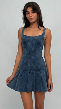 Alice Pleated Denim Dress