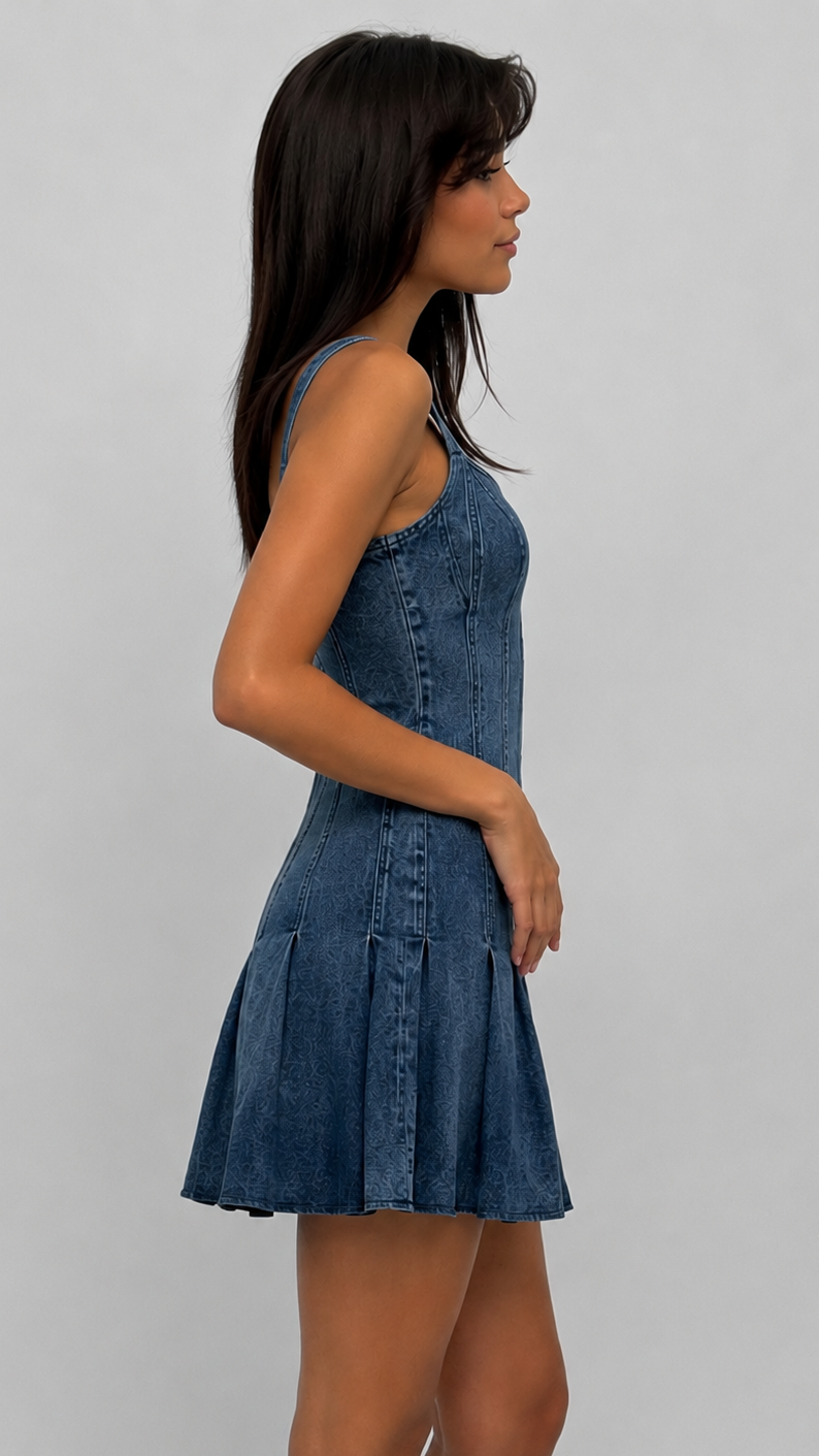 Alice Pleated Denim Dress