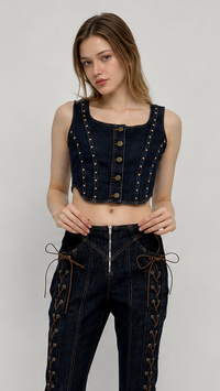 Kassy Studded Denim Top