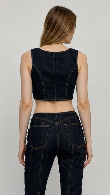 Kassy Studded Denim Top