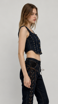 Kassy Studded Denim Top