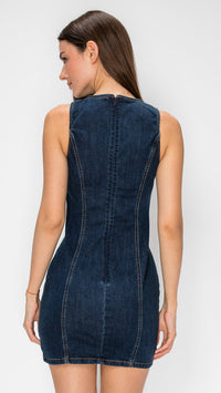 Keyhole Cutout Denim Dress