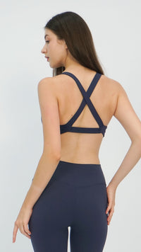Navy Twist Front Sports Bra
