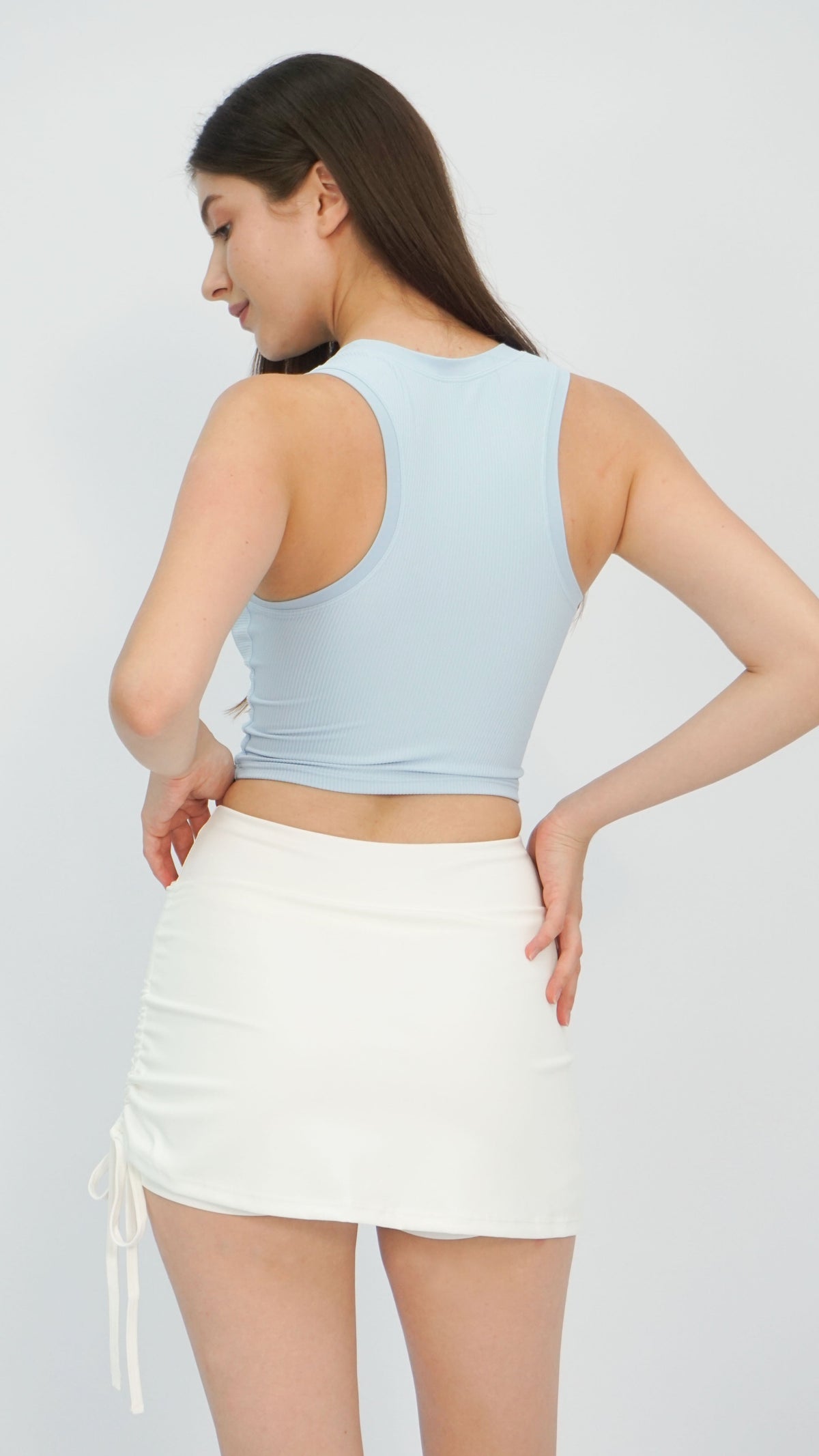 White Ruched Active Skort