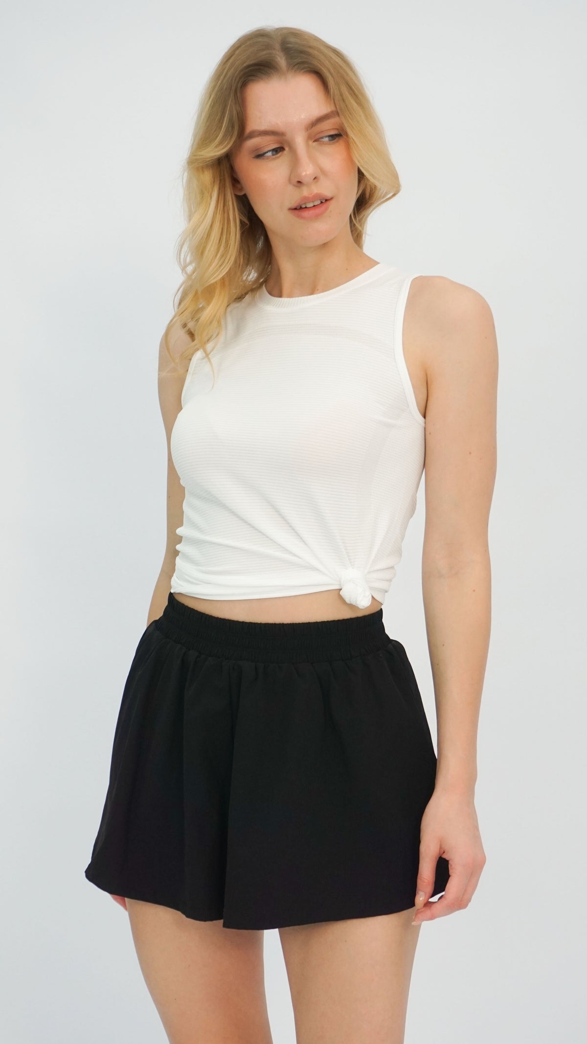 White Knotted Crop Tank