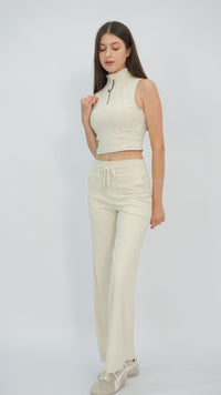 Cream Wide Workout Pant
