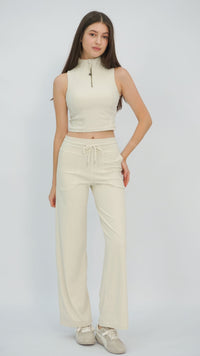 Cream Wide Workout Pant