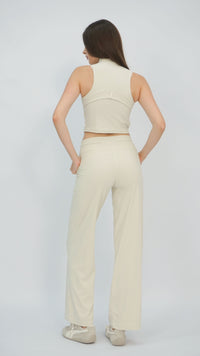 Cream Wide Workout Pant