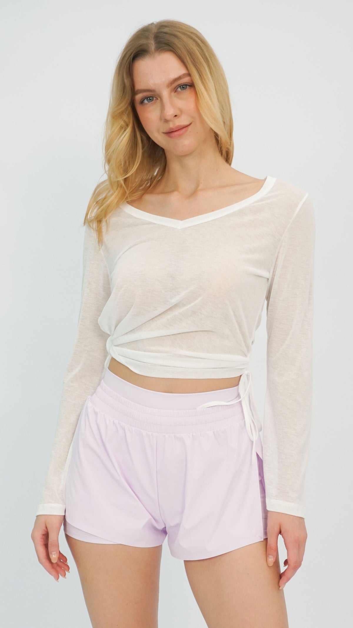 White Sheer Long Sleeve Top