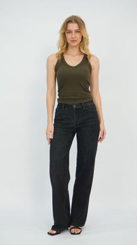 Lenny Faded Black Mid Waist Full-Length Jeans