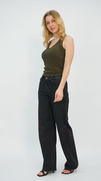 Lenny Faded Black Mid Waist Full-Length Jeans