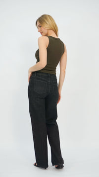 Lenny Faded Black Mid Waist Full-Length Jeans