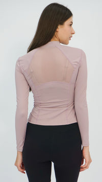 Dusty Mauve Quarter-Zip Athletic Top