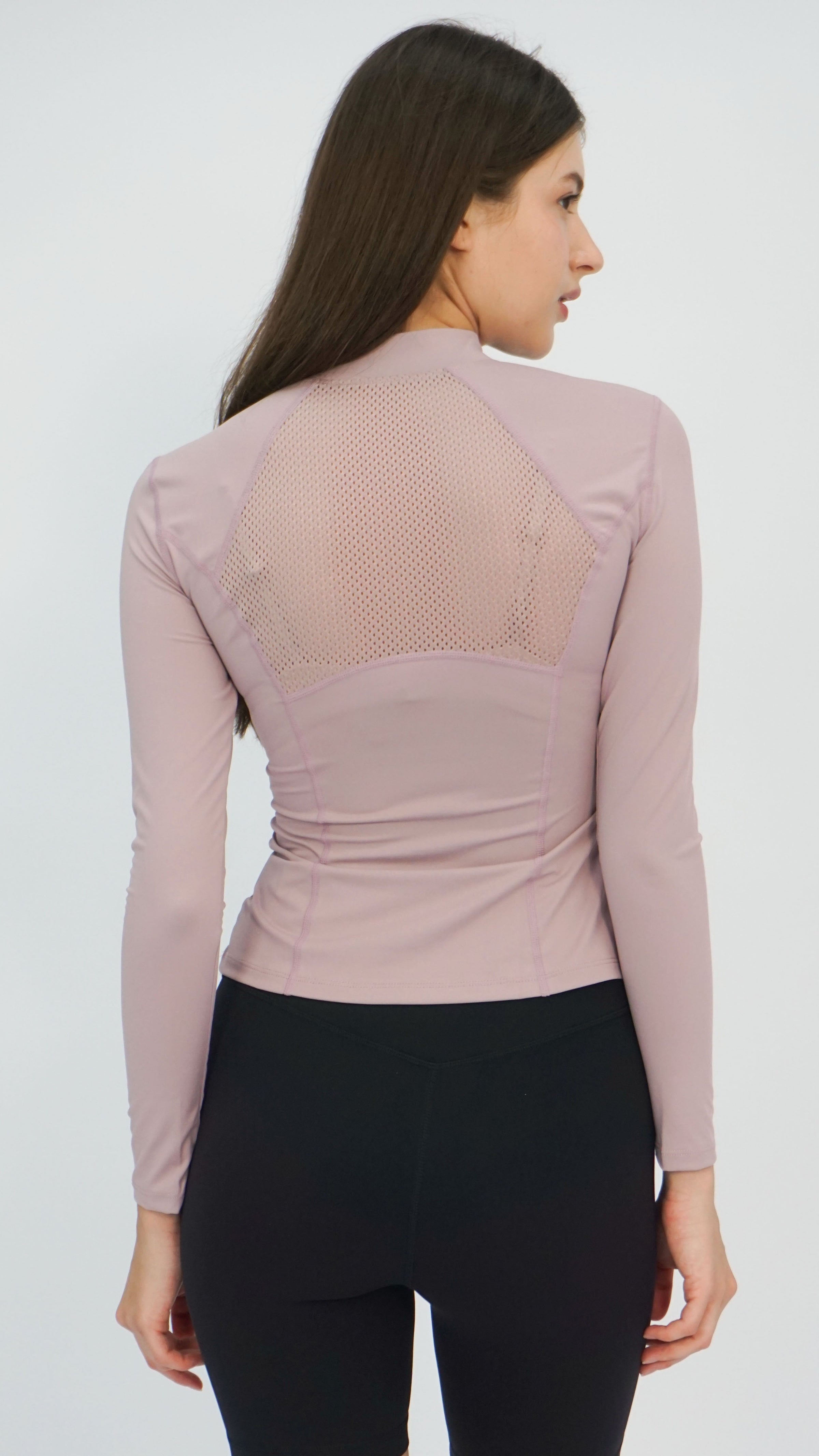 Dusty Mauve Quarter-Zip Athletic Top