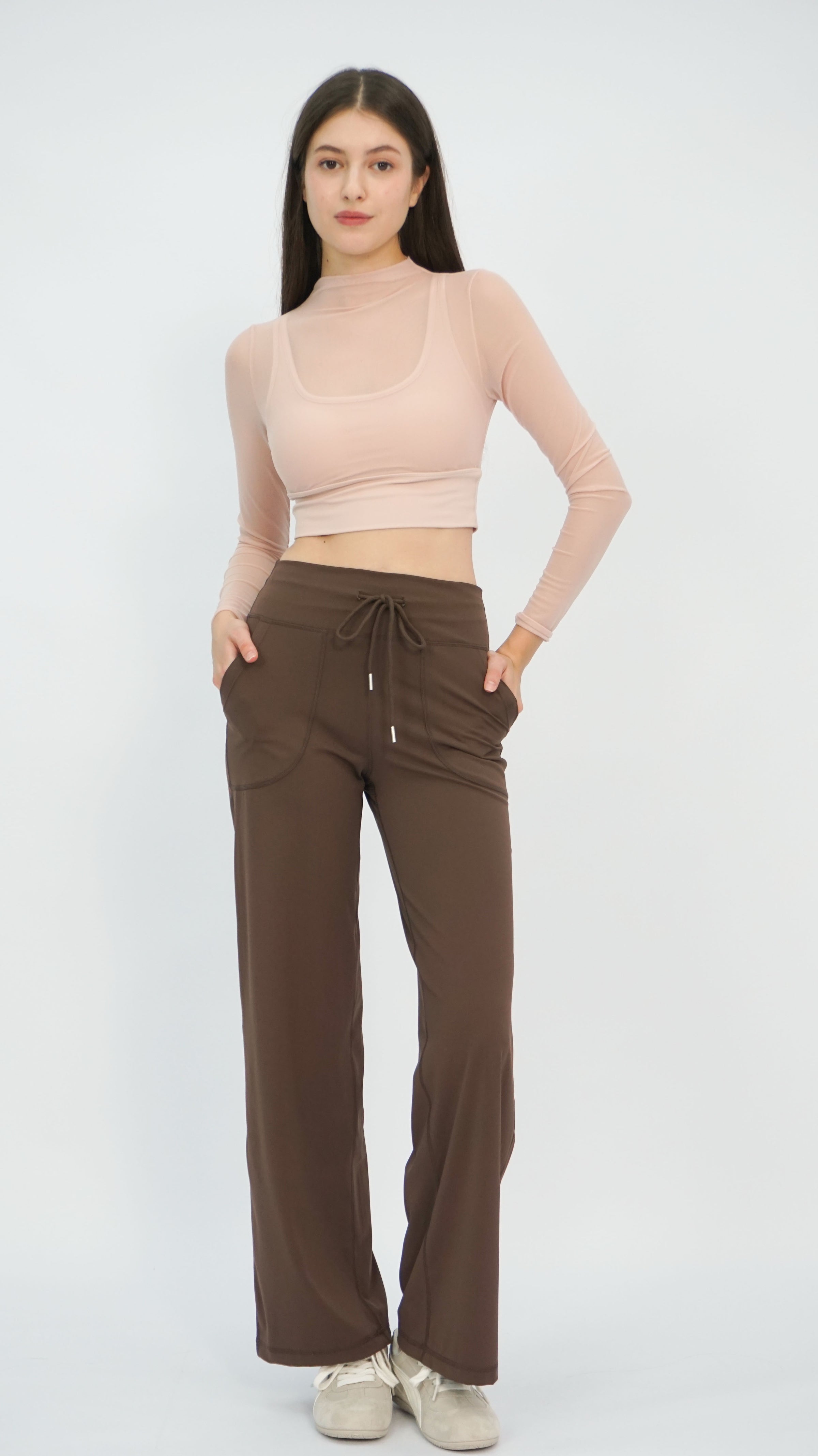 Peach Stevie Sheer Long Sleeve Top