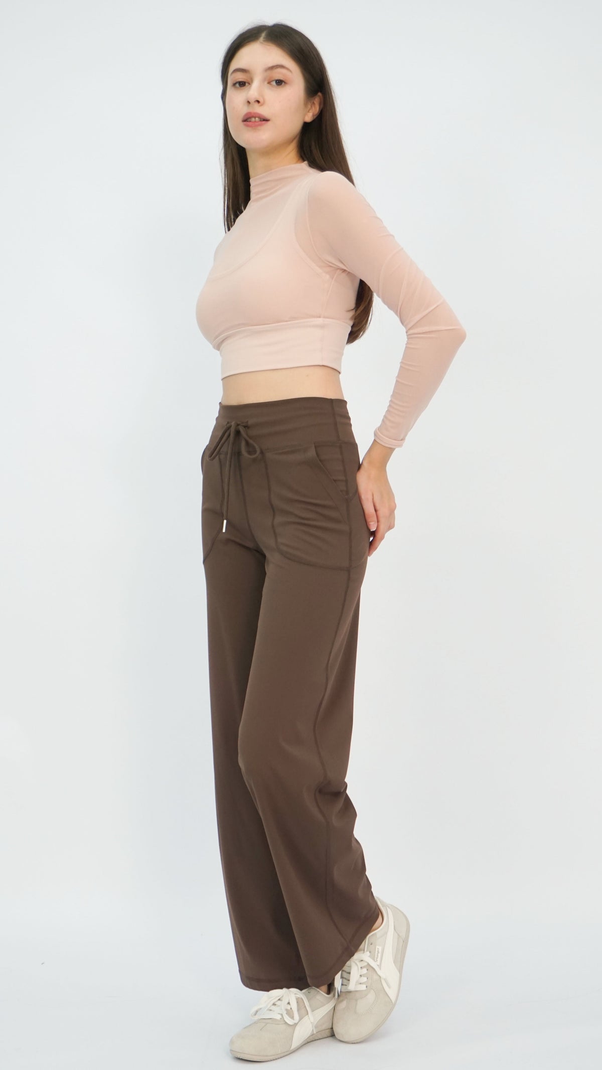 Brown Cal Wide-Leg Joggers