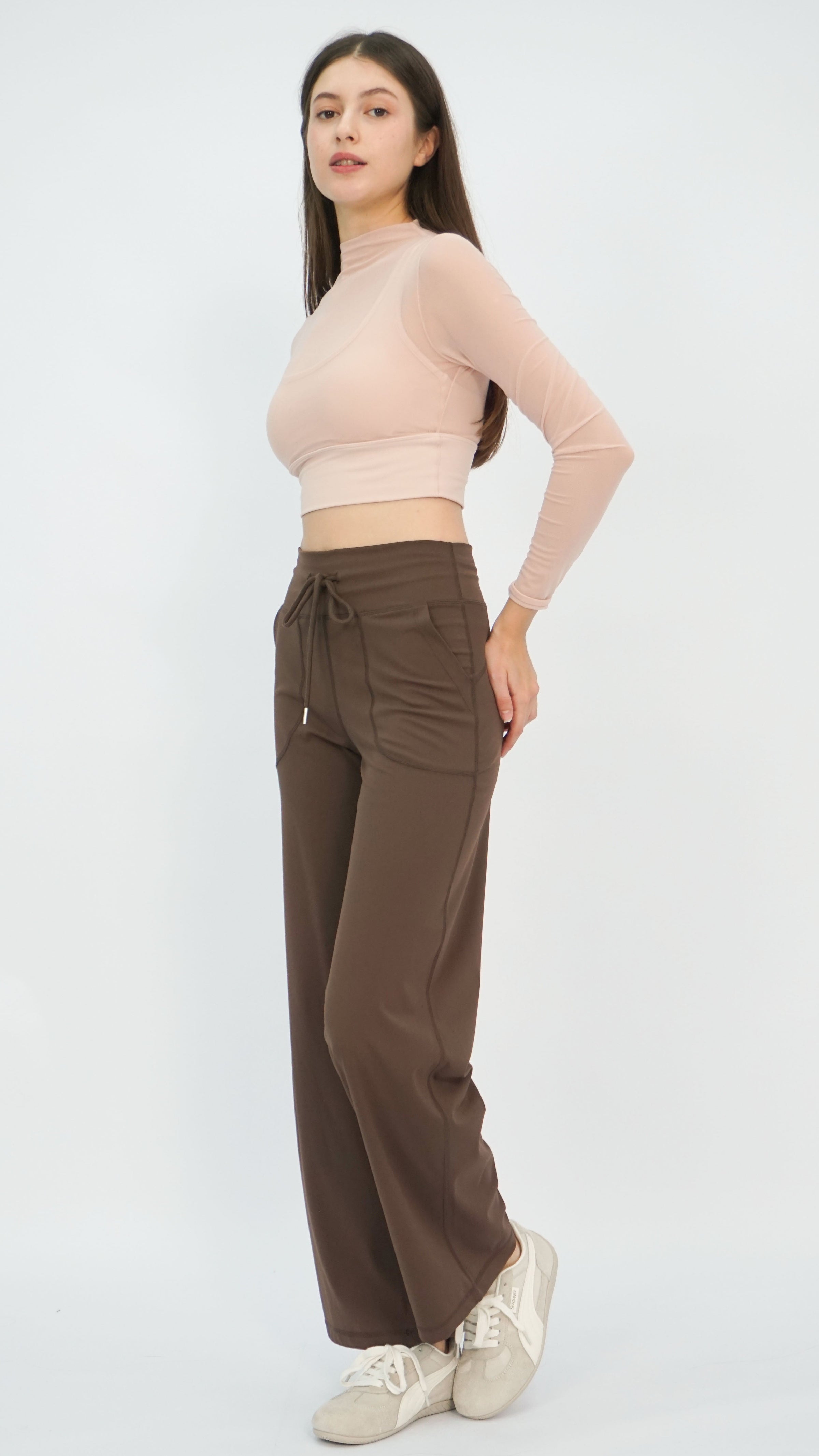 Brown Cal Wide-Leg Joggers
