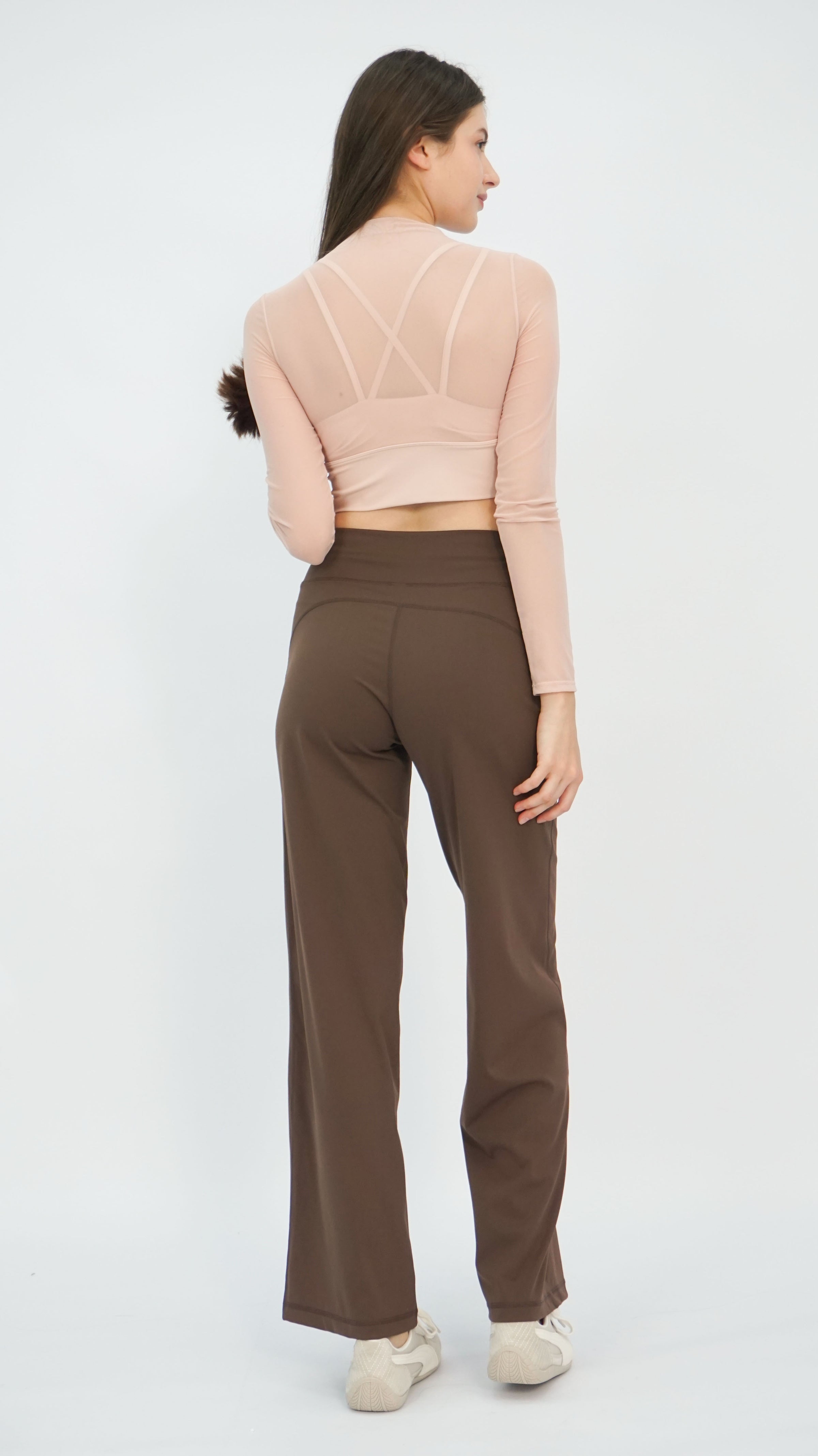 Peach Stevie Sheer Long Sleeve Top