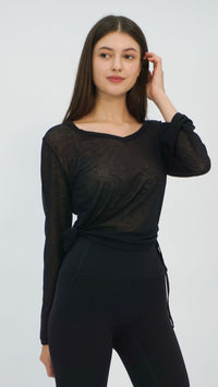 Black Sheer Long Sleeve Top