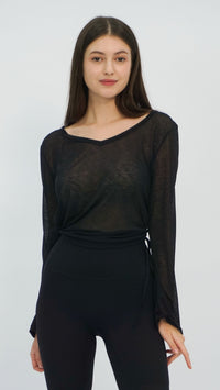 Black Sheer Long Sleeve Top