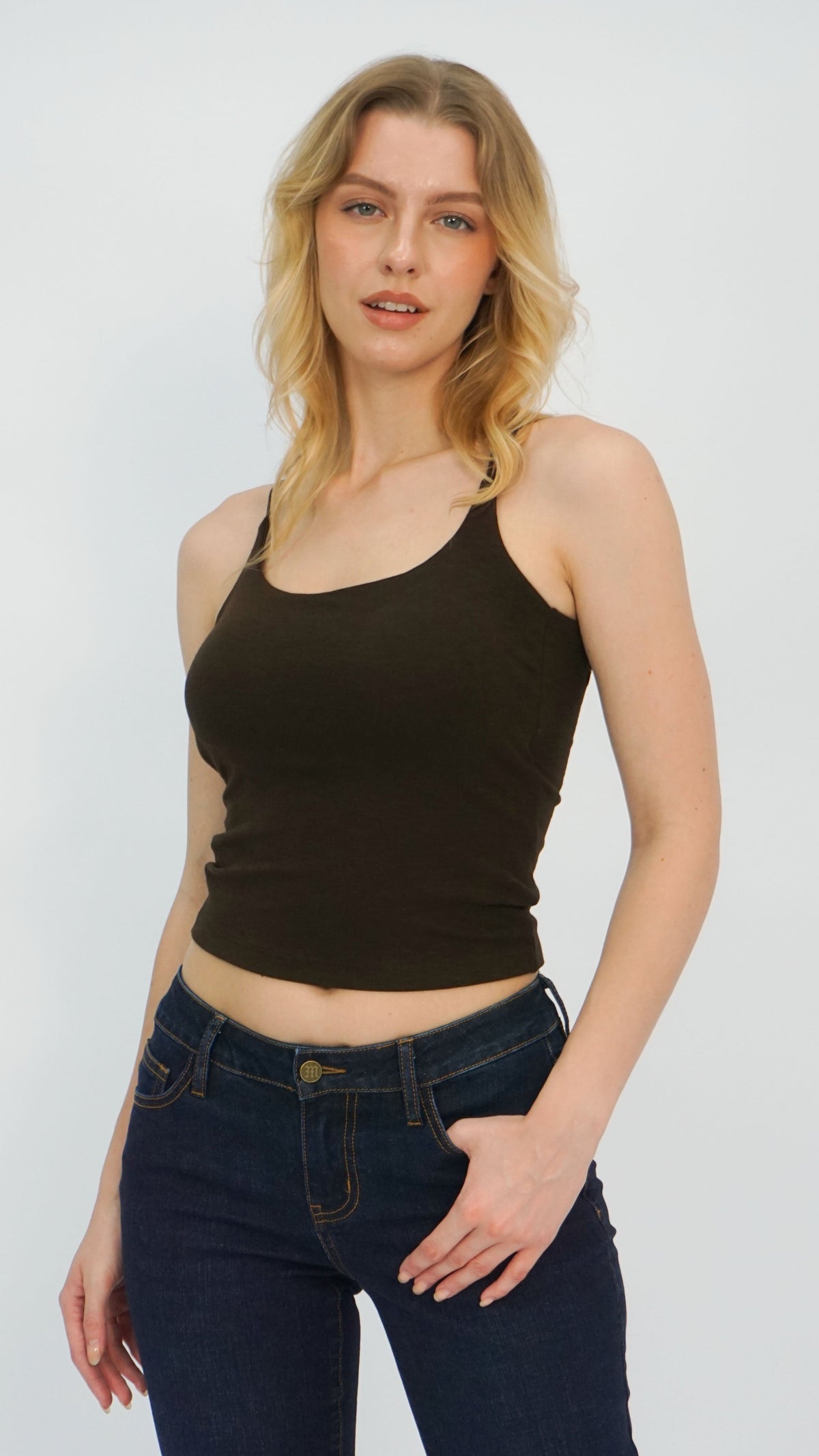Chocolate Double Strap Active Tank