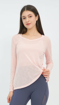 Pink Sheer Long Sleeve Top