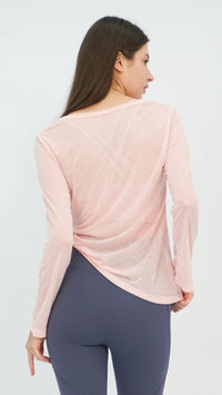 Pink Sheer Long Sleeve Top