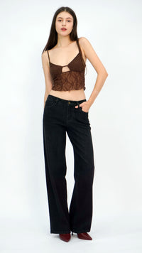 Lenny Black Mid Waist Full-Length Jeans
