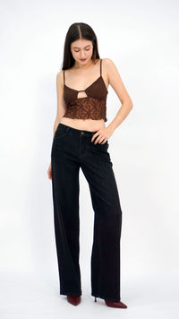 Lenny Black Mid Waist Full-Length Jeans