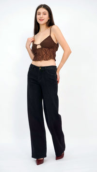 Lenny Black Mid Waist Full-Length Jeans