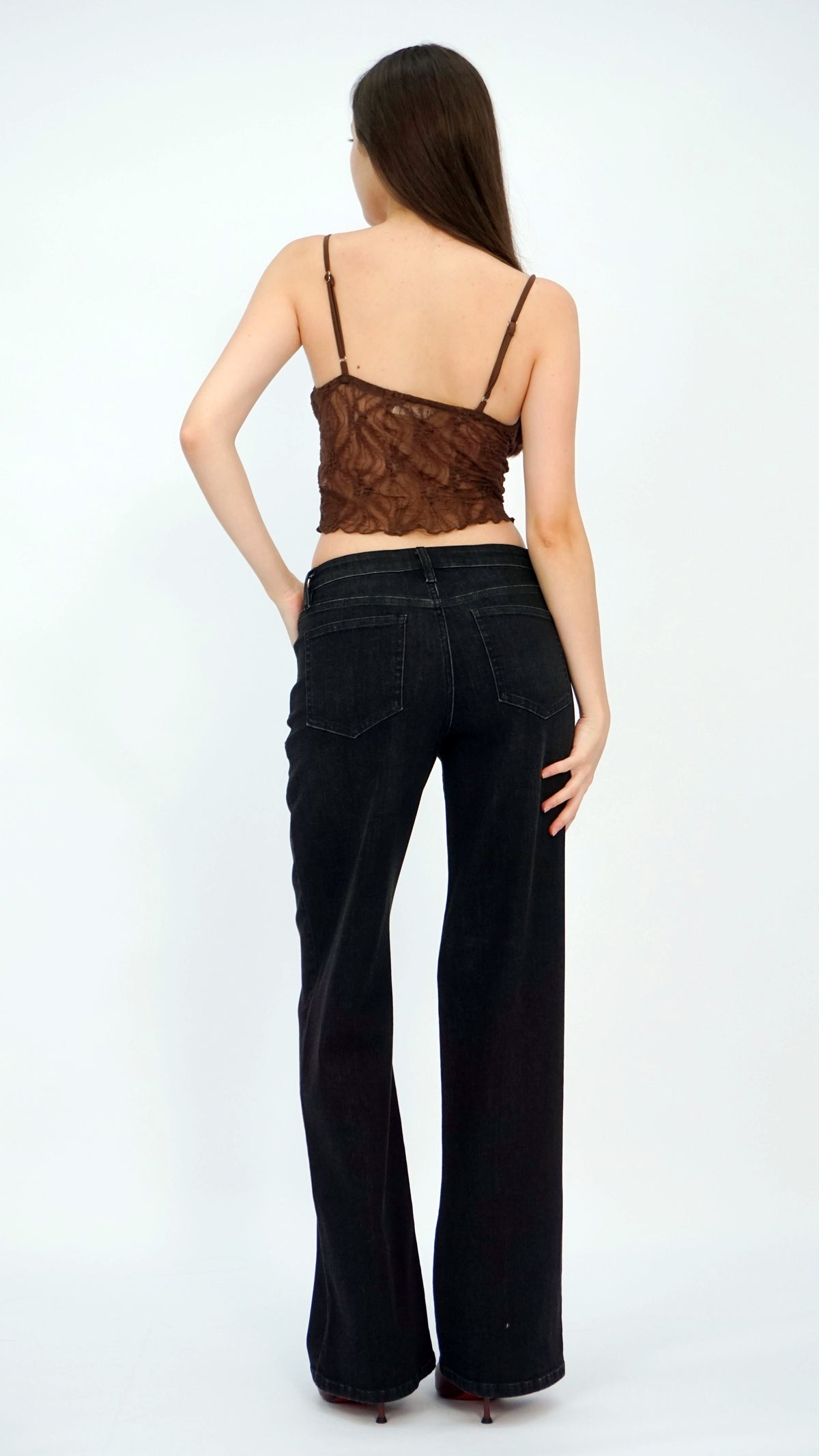 Lenny Black Mid Waist Full-Length Jeans