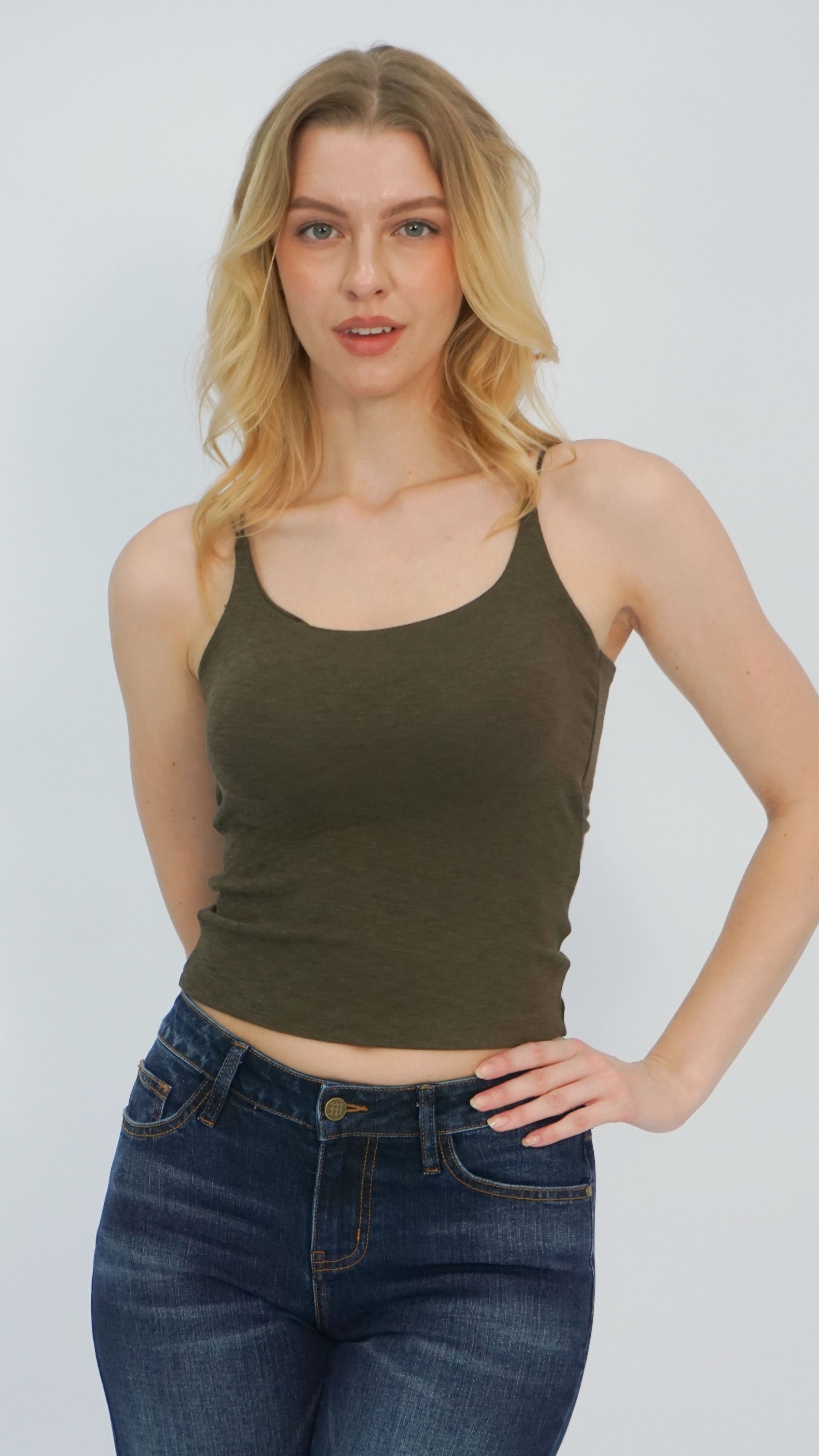 Olive Double Strap Active Tank