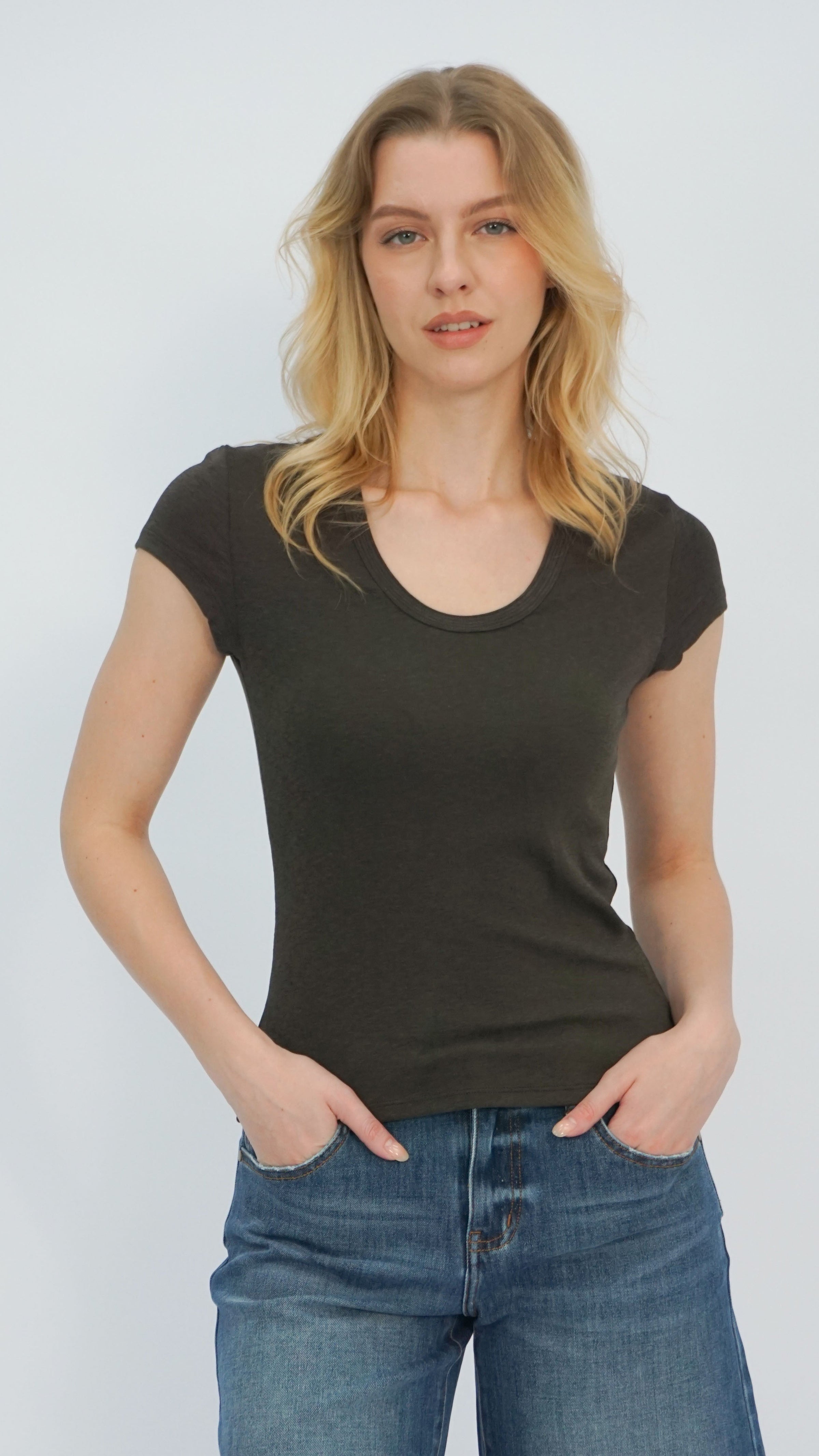 Charcoal Scoop Neck T-Shirt