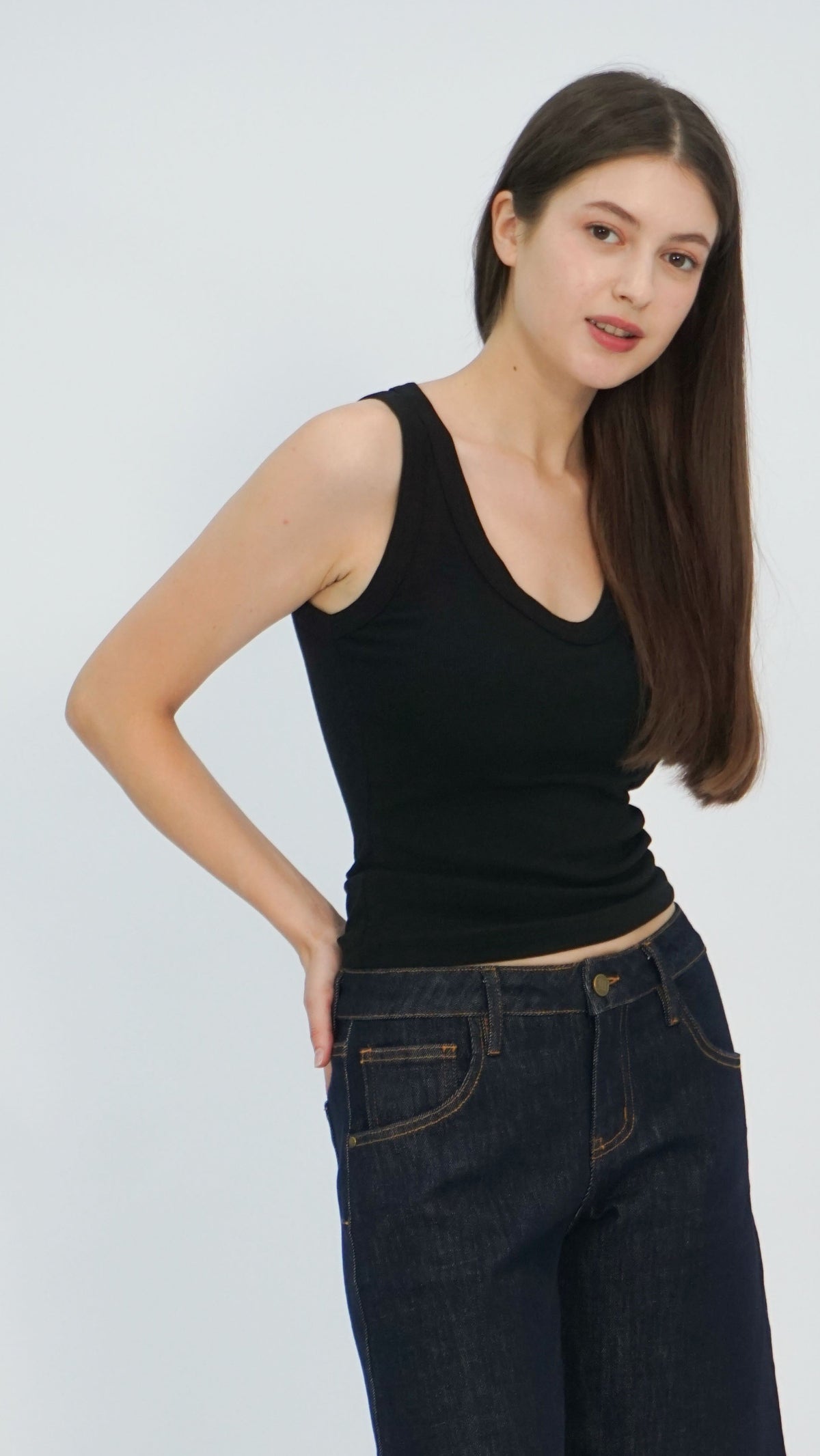 Black Lorel Ribbed Tank