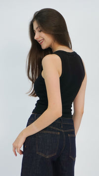 Black Lorel Ribbed Tank