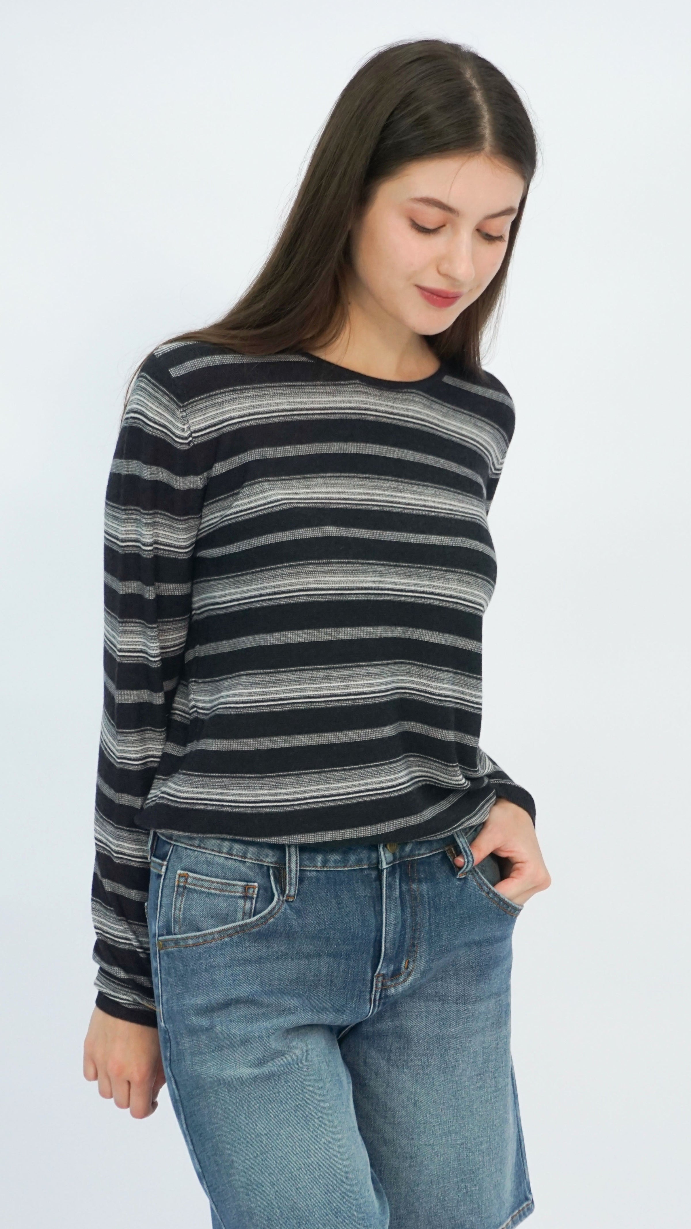 Black Sela Striped Top
