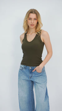 Olive Lorel Ribbed Tank