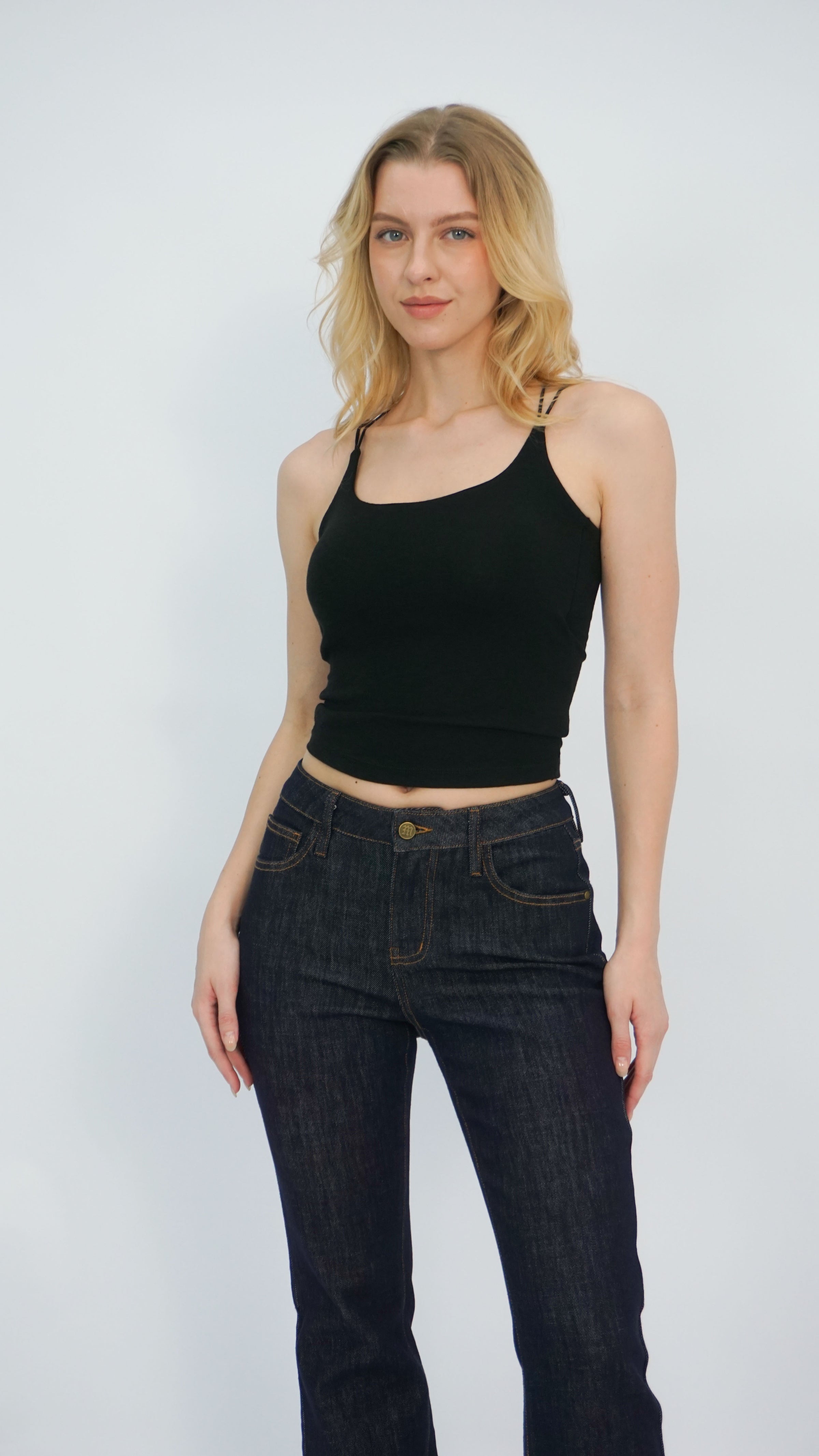 Black Double Strap Active Tank