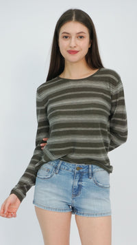 Dark Olive Sela Striped Top