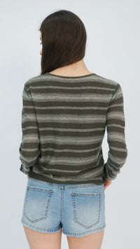 Dark Olive Sela Striped Top