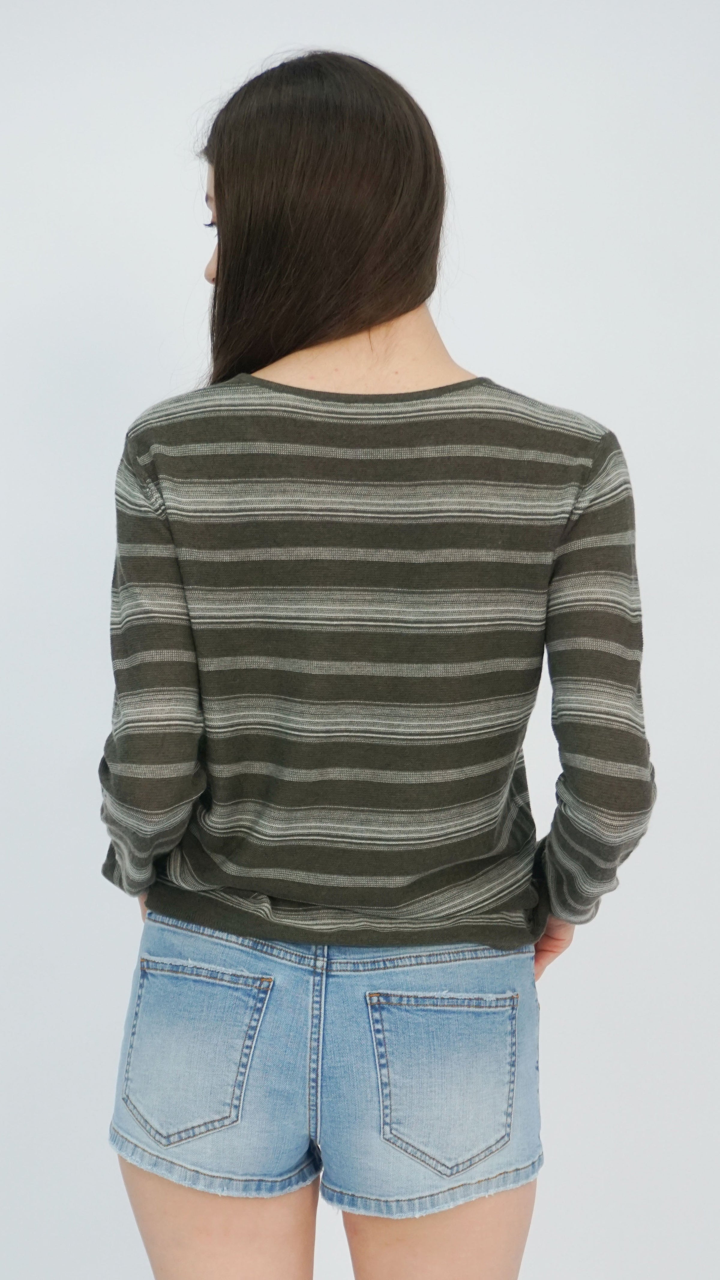 Dark Olive Sela Striped Top