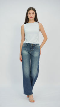 Grace Faded Wash Mid Waist Jeans