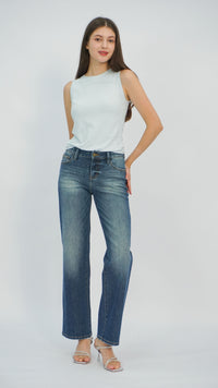 Grace Faded Wash Mid Waist Jeans