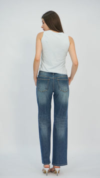 Grace Faded Wash Mid Waist Jeans