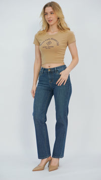 Ariel Medium Wash Slim Straight Jeans