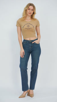 Ariel Medium Wash Slim Straight Jeans