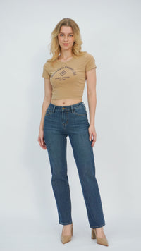 Ariel Medium Wash Slim Straight Jeans