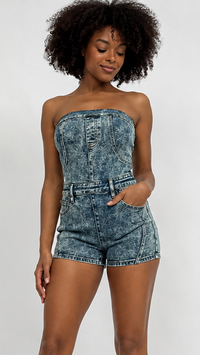 Acid Wash Denim Romper
