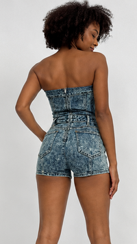 Acid Wash Denim Romper
