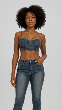 Stass Denim Bustier Top